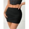 imageSOLY HUX Womens Y2k Ruched Mini Skirt Mesh Elastic Waist Bodycon Skirts Going Out OutfitPlain Black