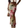 imageSOLY HUX Womens Floral Maxi Skirt Elastic Waist Bodycon Going Out Summer Vacation Long SkirtsMulticoloured Floral