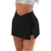 imageSOLY HUX Womens Mini Skirt Split Hem Bodycon Casual Going Out Skirts with Shorts UnderneathPlain Black