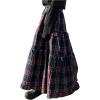imageSOLY HUX Womens Plaid Maxi Skirt Elastic High Wasited Tiered Ruffle A Line Flowy Long SkirtsRed Plaid