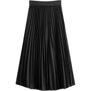 imageSOLY HUX Skirts for Women Pleated High Waisted Flowy A Line Casual Midi SkirtSolid Black