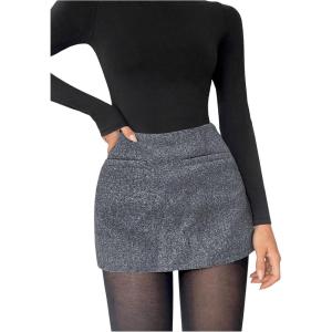 imageSOLY HUX Womens High Waisted A Line Mini Tweed Skirt Elegant Work Office SkirtsPure Grey
