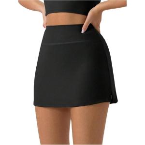 imageSOLY HUX Womens Mini Tennis Skirt Casual High Waisted Athletic Workout Golf Skort with ShortsPlain Black