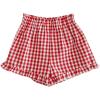 imageSOLY HUX Toddler Girls Plaid Shorts Elastic Waist Wide Leg Ruffle Hem Loose Casual Summer ShortsRed Plaid