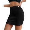 imageSOLY HUX Womens Elastic High Waist Bodycon Pencil Mini Skirt Black Milk Fiber M