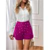 imageSOLY HUX Womens Elegant Pearl High Waisted Shorts Straight Leg Work Office Dress ShortsPlain Red Violet