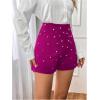 imageSOLY HUX Womens Elegant Pearl High Waisted Shorts Straight Leg Work Office Dress ShortsPlain Red Violet