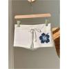 imageSOLY HUX Womens Floral Print Skinny Mini Shorts Tie Front Elastic Waist Casual Summer Short PantsWhite Floral