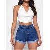 imageSOLY HUX Womens High Waisted Straight Leg Jean Shorts Casual Summer Denim Short PantsDark Wash