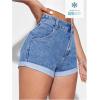 imageSOLY HUX Womens High Waisted Straight Leg Jean Shorts Casual Summer Denim Short PantsLight Wash