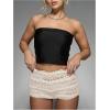 imageSOLY HUX Womens Lace Ruffle Micro Shorts Y2k Elastic Low Rise Sheer Layered Mini Shorts Going Out Party ClubwearPlain Apricot
