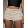 imageSOLY HUX Womens Lace Ruffle Micro Shorts Y2k Elastic Low Rise Sheer Layered Mini Shorts Going Out Party ClubwearPlain Apricot
