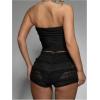 imageSOLY HUX Womens Lace Ruffle Micro Shorts Y2k Elastic Low Rise Sheer Layered Mini Shorts Going Out Party ClubwearPlain Black