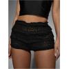 imageSOLY HUX Womens Lace Ruffle Micro Shorts Y2k Elastic Low Rise Sheer Layered Mini Shorts Going Out Party ClubwearPlain Black