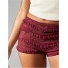 imageSOLY HUX Womens Lace Ruffle Micro Shorts Y2k Elastic Low Rise Sheer Layered Mini Shorts Going Out Party ClubwearPlain Burgundy