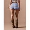 imageSOLY HUX Womens Lace Ruffle Micro Shorts Y2k Elastic Low Rise Sheer Layered Mini Shorts Going Out Party ClubwearPlain Light Blue