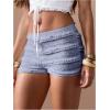 imageSOLY HUX Womens Lace Ruffle Micro Shorts Y2k Elastic Low Rise Sheer Layered Mini Shorts Going Out Party ClubwearPlain Light Blue