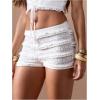 imageSOLY HUX Womens Lace Ruffle Micro Shorts Y2k Elastic Low Rise Sheer Layered Mini Shorts Going Out Party ClubwearPlain White