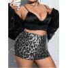 imageSOLY HUX Womens Leopard Print Sparkly Sequin Shorts Y2k Low Rise Party Club Booty ShortsBlack Leopard