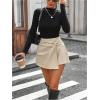 imageSOLY HUX Womens PU Leather Shorts Twist High Waisted Asymmetrical Hem ShortsPure Apricot