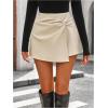 imageSOLY HUX Womens PU Leather Shorts Twist High Waisted Asymmetrical Hem ShortsPure Apricot