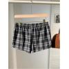imageSOLY HUX Womens Plaid Pajama Shorts Elastic Low Rise Y2k Casual Summer Sleep Pj Lounge ShortsBlack and White Plaid
