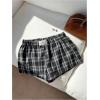 imageSOLY HUX Womens Plaid Pajama Shorts Elastic Low Rise Y2k Casual Summer Sleep Pj Lounge ShortsBlack and White Plaid