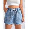 imageSOLY HUX Womens Plus Size Drawstring Elastic Waist Denim Shorts Straight Leg Casual Summer Short JeansLight Wash