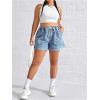 imageSOLY HUX Womens Plus Size Drawstring Elastic Waist Denim Shorts Straight Leg Casual Summer Short JeansLight Wash