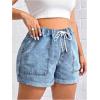 imageSOLY HUX Womens Plus Size Drawstring Elastic Waist Denim Shorts Straight Leg Casual Summer Short JeansLight Wash
