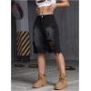 imageSOLY HUX Womens Ripped Denim Shorts Y2k Distressed Wide Leg Raw Hem Summer Bermuda ShortsPlain Black