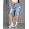 imageSOLY HUX Womens Ripped Denim Shorts Y2k Distressed Wide Leg Raw Hem Summer Bermuda ShortsPure Light Blue