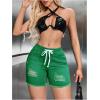 imageSOLY HUX Womens Ripped Jeans Drawstring Elastic Waist Skinny Denim Shorts Summer Short PantsSolid Green