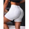imageSOLY HUX Womens Ripped Jeans Drawstring Elastic Waist Skinny Denim Shorts Summer Short PantsSolid White