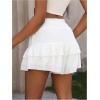 imageSOLY HUX Womens Ruffle Shorts Shirred Elastic High Waisted Layered Wide Leg Summer ShortsPure White