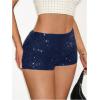 imageSOLY HUX Womens Sequin Shorts Elastic Low Rise Y2k Party Streetwear Mini ShortsPure Dark Blue
