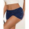 imageSOLY HUX Womens Sequin Shorts Elastic Low Rise Y2k Party Streetwear Mini ShortsPure Dark Blue