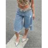 imageSOLY HUX Womens Summer Ripped Denim Shorts Y2k Wide Leg Baggy Cropped Jeans Capris PantsLight Blue