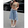 imageSOLY HUX Womens Summer Ripped Denim Shorts Y2k Wide Leg Baggy Cropped Jeans Capris PantsLight Blue