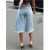 imageSOLY HUX Womens Summer Ripped Denim Shorts Y2k Wide Leg Baggy Cropped Jeans Capris PantsPlain Light Blue