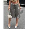 imageSOLY HUX Womens Summer Ripped Denim Shorts Y2k Wide Leg Baggy Cropped Jeans Capris PantsPure Grey