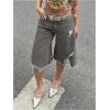 imageSOLY HUX Womens Summer Ripped Denim Shorts Y2k Wide Leg Baggy Cropped Jeans Capris PantsPure Grey