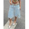 imageSOLY HUX Womens Summer Ripped Denim Shorts Y2k Wide Leg Baggy Cropped Jeans Capris PantsPure Light Blue
