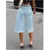 imageSOLY HUX Womens Summer Ripped Denim Shorts Y2k Wide Leg Baggy Cropped Jeans Capris PantsPure Light Blue