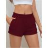 imageSOLY HUX Womens Sweat Shorts Casual Summer Elastic High Waist Running Lounge Shorts with PocketsPlain Burgundy