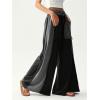 imageSOLY HUX Womens Wide Leg Baggy Sweatpants Acid Wash Drawstring Elastic Waist Palazzo Long Pants with PocketsBlack Colorblock