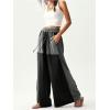 imageSOLY HUX Womens Wide Leg Baggy Sweatpants Acid Wash Drawstring Elastic Waist Palazzo Long Pants with PocketsBlack Colorblock