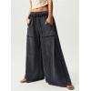 imageSOLY HUX Womens Wide Leg Baggy Sweatpants Acid Wash Drawstring Elastic Waist Palazzo Long Pants with PocketsPlain Black