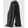 imageSOLY HUX Womens Wide Leg Baggy Sweatpants Acid Wash Drawstring Elastic Waist Palazzo Long Pants with PocketsPlain Black