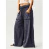 imageSOLY HUX Womens Wide Leg Baggy Sweatpants Acid Wash Drawstring Elastic Waist Palazzo Long Pants with PocketsPlain Grey
